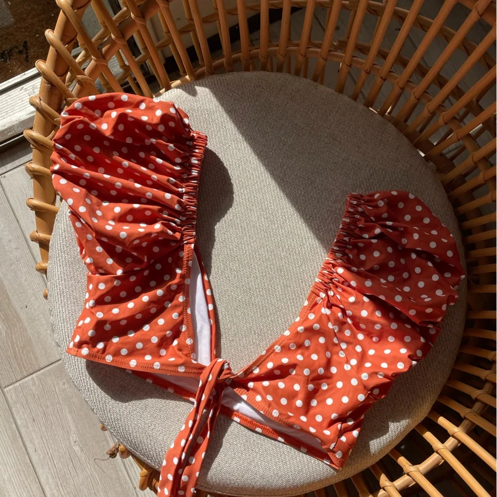Orange & White Polka Dot Bathing Suite - Picture 4 of 7